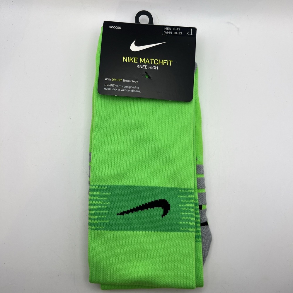 Nike Matchfit Knee High Soccer Socks Neon Men 8-12 Women 10-13